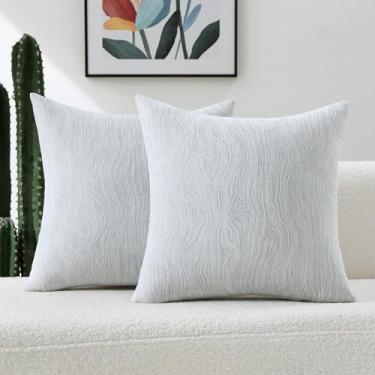 Imagem de FUTEI Conjunto de 2 capas de almofada decorativas cinza, 40,6 x 40,6 cm, estampa geométrica de chenille macio, decoração de casa moderna para sofá-cama, sala de estar