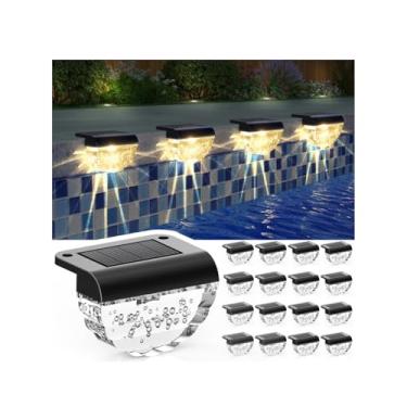 Imagem de Melunar Pacote Com 16 Luzes Solares Para Deck Externo, À Prova D'Água Áreas Externas, Quintal, Pátio, Jardim, Piscina, Corrimão, Escadas, Cerca (Branco Quente)