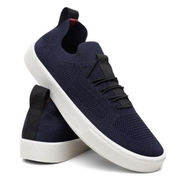 Imagem de Tênis Masculino Knit Casual Básico Calce Fácil Confortável Slip On - Azul-marinho/38