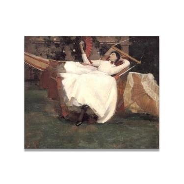 Imagem de The Red Fan John Lavery Iconic Realist Portrait & War Scene Canvas Art – Decoração de parede irlandesa atemporal para casa 30 x 36 cm Un Framed