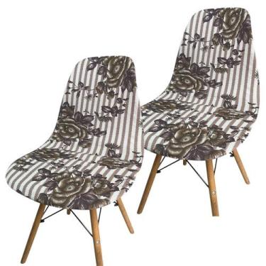 Imagem de Kit 2 Capa de Cadeira Charles Eames Eiffel Pé Palito Malha Estampada -