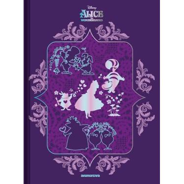 Imagem de Caderno Colegial Costurado Animativa, 160 folhas, Capa Dura - Hot Stamping, Alice in Wonderland, Pacote com 2