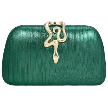 Imagem de Tmore Bolsa de ombro feminina com glitter, bolsa clutch com corrente, elegante bolsa de noite para casamento, formatura, festa, Verde, Small