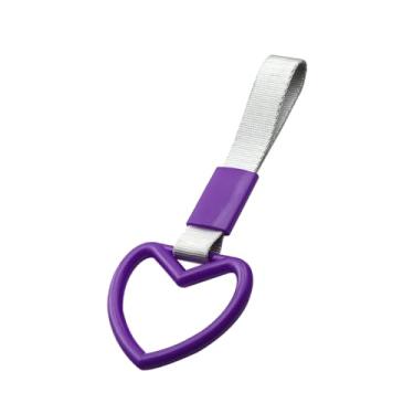 Imagem de Anel coração trem alça de ônibus alça de mão Drift Charm Strap Drift Car JDM Charm Parts Handle Charms Interior Accessories Auto (roxo)