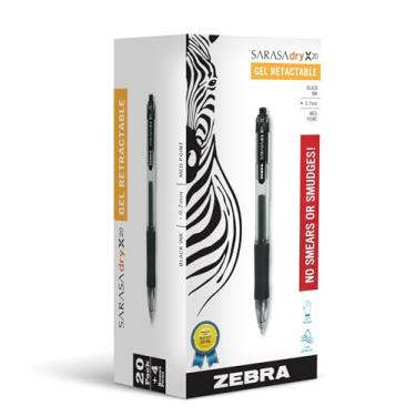 Imagem de Canetas de gel Zebra, retrátil, 0,7 mm, tinta/sortidas, barril, pacote com 24, transparente (ZEB14680)