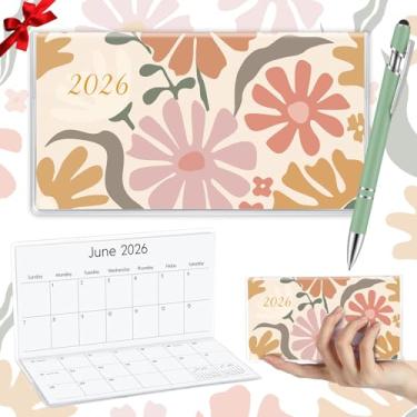 Imagem de Gueevin Calendário de bolso 2025 para bolsa com caneta, planejador de bolso pequeno, planejador semanal, diário, caderno de anotações para presente de Natal, ano novo, mãe, irmã amigas, mulheres (flor