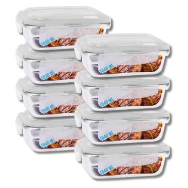 Imagem de Conjunto Potes Vidro Tampa Hermetico 1040ml Marmitas Fitness 8 UN - Pr