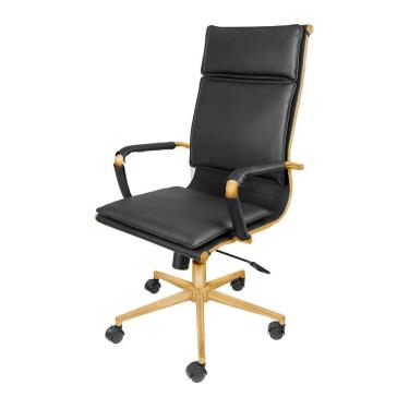 Imagem de Cadeira De Escritório Giratoria Eames Soft Preta - Alta | Dourado Matte