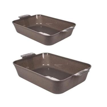 Imagem de 2 Travessa Retangular Gourmet 2,5 e 4,5L Servir Mesa Salada - Plasútil