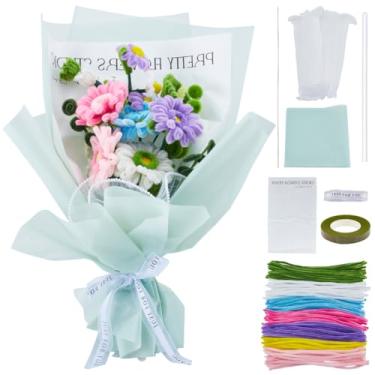 Imagem de ORIGACH 180 peças Daisy Calla Lily Cosmos limpador de cachimbo kit de flores hastes de chenille limpadores de cachimbo suprimentos de artesanato para fazer buquê de flores com tutorial em vídeo de