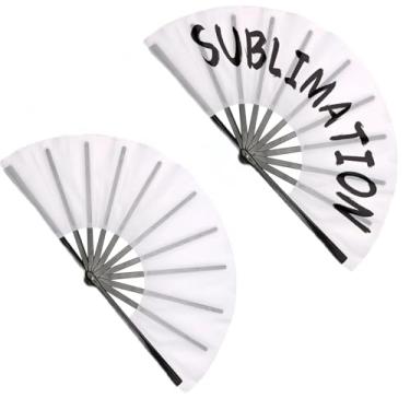 Imagem de MajumDar Pacote com 2 ventiladores dobráveis de sublimação em branco 33 cm Grande Clack Portátil Moldura espessa para decoração de resfriamento Mulheres Homens Gril Boy presente