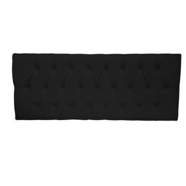 Imagem de Cabeceira Painel Casal Queen Estofada Paris Capitone 1,60m Courino Preto Incasa Moveis