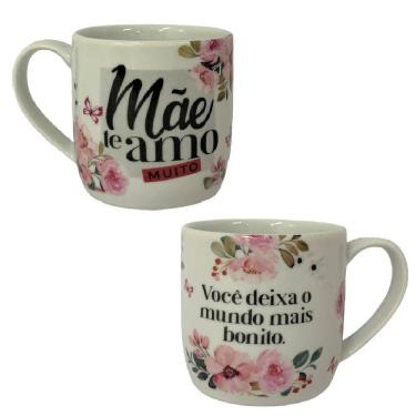 Imagem de Caneca Porcelana Estampada Branca Mãe Te Amo Muito 360Ml