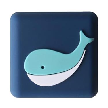 Imagem de Maçaneta de porta cartoon para pára -chão adesivo espessado espessado silencioso portas de porta para geladeira móveis de mobília de parede protetor de silicone 20g (Baleia)