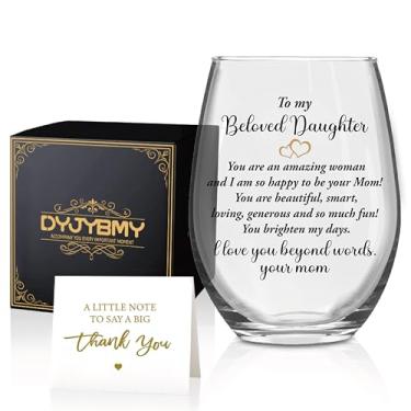 Imagem de DYJYBMY You Are An Amazing Woman And I Am So Happy To Be Your Mom Copo de vinho engraçado com caixa de presentes, copo de vinho sem haste para cerimônia de amadurecimento, presentes de aniversário de