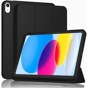 Imagem de Popshope Capa Smart Flip PREMIUM para iPad 10.9" 2022/11" A16 2025, Proteção Anti-Impacto, Suporte para Apple Pencil, Tampa Magnética com Função Sleep (Preto)
