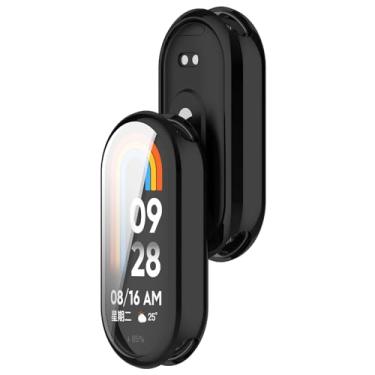 Imagem de Disscool Capa compatível com Xiaomi MI Smart Band 10 Ceramic Edition/9 Ceramic Edition/8/8 NFC diamante sintético decoração antiqueda PC capas protetoras acessórios de relógio (preto)