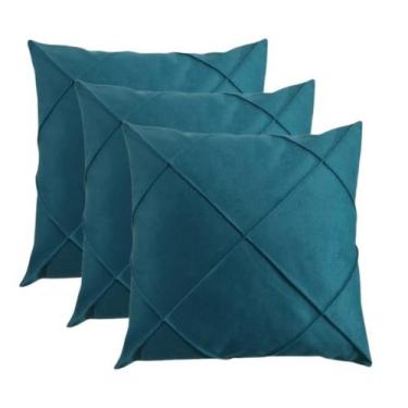 Imagem de Kit 3 Almofada Suede Drapeada Macia Decorativa- 45x45 - Enxovais Anna 