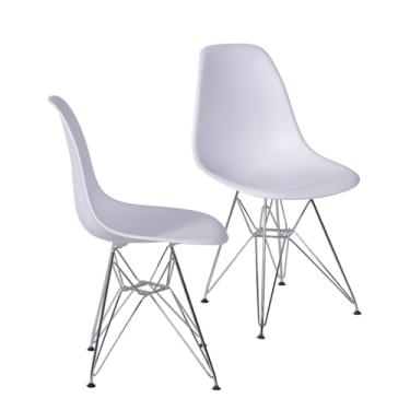 Imagem de Kit 2 Cadeiras DKR Base Cromada (Branca)