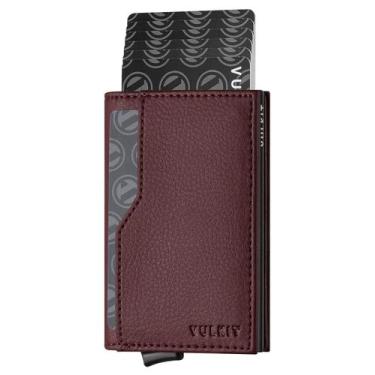 Imagem de Carteira porta-cartões VULKIT para homens com ID Windows RFID vermelho