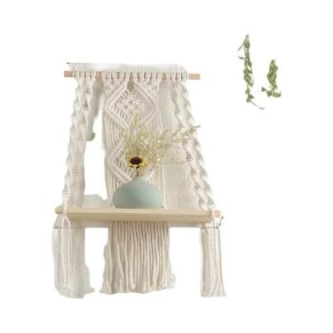 Imagem de Prateleira De Parede Em Macramê Com Franjas, Decoração Em Madeira, Arm