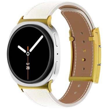 Imagem de CHANCHY Pulseira magnética de couro compatível com Samsung Galaxy Watch Ultra de 47 mm (2025) (2024), pulseira elegante de couro de grão superior sem lacunas com fivela H para mulheres e homens