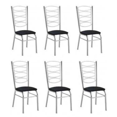 Imagem de Kit 6 Cadeiras Gisele Cromada Com Reforço-assento material sintético P