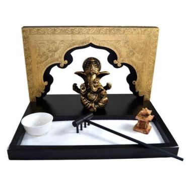 Imagem de Terrário Bandeja Areia Altar Ganesha Jardim Zen Decorativo Porta Vela 