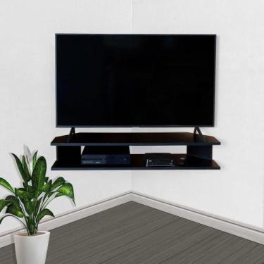 Imagem de Rack Suspenso Para Tv De Até 50 Aparador Bancada Estante De Canto Pret