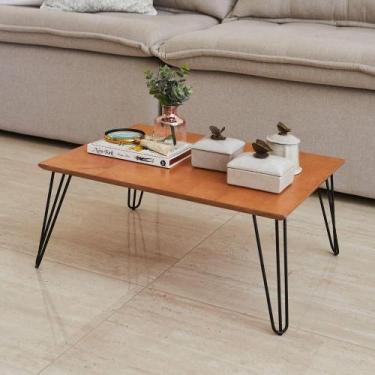 Imagem de Mesa De Centro Retangular Industrial Pé De Ferro - Bege - ART MOVEIS