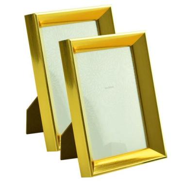 Imagem de Kit 2 Porta Retratos com Suporte 10x15cm 6054 - Livon, Dourado