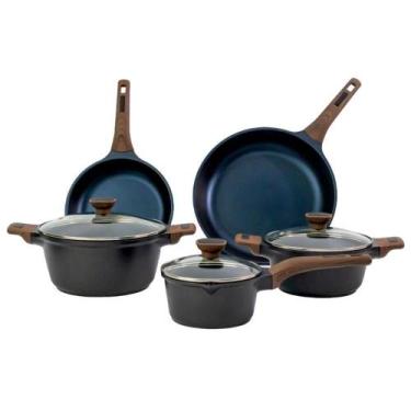 Imagem de Kit 5 Peças Caçarolas Frigideiras Antiaderente Temperatti Nigro - JAVA