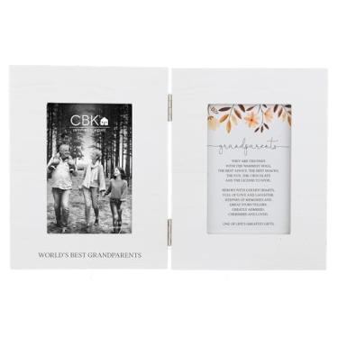 Imagem de Ganz Grandparents Warm Hugs, Best Advice and Snacks MDF Treasured Memories Moldura dupla articulada, comporta fotos de 10 x 15 cm
