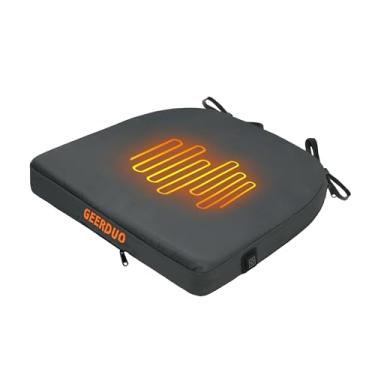 Imagem de GeerDuo Almofada de assento aquecida para estádio e cadeiras, almofada de aquecimento portátil com temperatura ajustável de 3 níveis para esportes, acampamento, pesca, casa, ao ar livre, sem