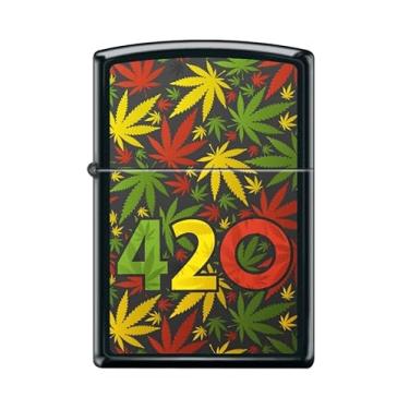 Imagem de Zippo Isqueiro Rasta Folhas Preto Fosco À Prova de Vento #Z5454