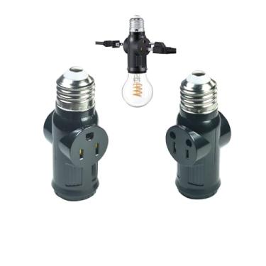 Imagem de YCSSSD Adaptador de tomada de luz para plugue, adaptador de tomada de lâmpada, soquete de lâmpada com plugue, conversor de lâmpada para tomada, lâmpada E26/E27 para extensor de 2/3 pinos, preto