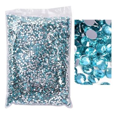 Imagem de Blinginbox 5000 peças de strass flatback, strass de resina não hotfix grande quantidade atacado para artesanato DIY design criativo, roupas, maquiagem, arte de unhas (6 mm = 0,6 cm, água-marinha)