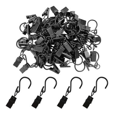 Imagem de Runseaway 60 peças de ganchos de metal S clipes de cortina de 6 cm, ganchos de cortina pretos para luzes de festa, exibição de artesanato, cabides de calha, decoração de casa, clipes de toalha
