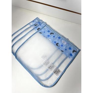 Imagem de Kit Saquinhos Organizadores para Maternidade, 4 Peças, Com Zíper, Multiuso (Soninho Azul)