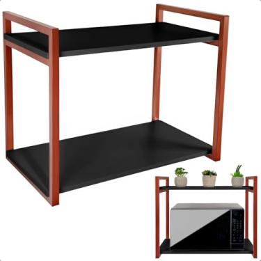 Imagem de Prateleira para Micro-ondas Suporte Nicho para Cozinha Spen (Cobre/Preto)