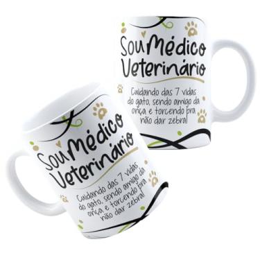 Imagem de Caneca Xícara de Porcelana Cerâmica Personalizada Com Estampa Profissão Medicina Veterinária Veterinário Amor por Animais (Padrão, VETERINÁRIO 1)