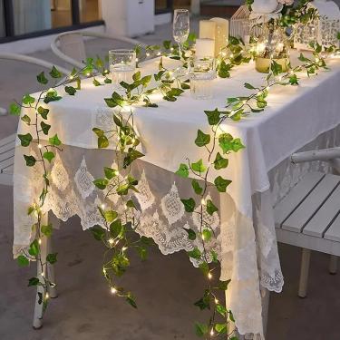 Imagem de 2X 3 Cordão Hera Folha Planta Artificial + 1 Luz Led Fio Fix