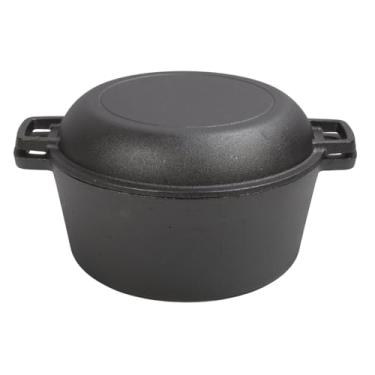 Imagem de Depisuta Ponto de Forno Holandês de Ferro Fundido Com Tampa de Frigideira, Panela de Panela de Frigideira 4.7L Conjunto de Utensílios de Utensílios Com Alças Duplas