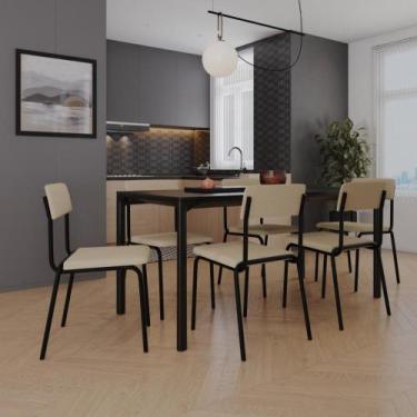 Imagem de Conjunto 3 Cadeiras de Jantar Fit com Estrutura Preta - Metalig