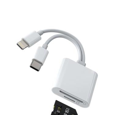 Imagem de Leitor de cartão SD para iPhone, adaptador USB C Lightning (2 em 1), câmera digital, cartão de memória, telefone para Apple para iPad, Android, MacBook, OTG, TF, transferência, acessórios para