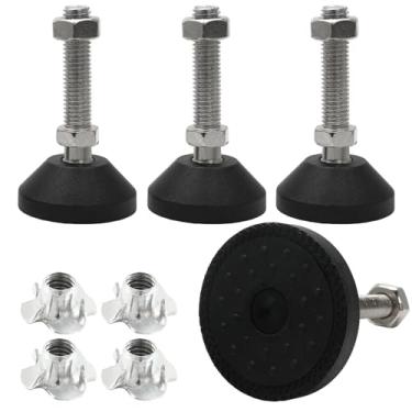 Imagem de Hordion 4 peças M10 Niveladores de móveis ajustáveis, pés giratórios de 5 cm de diâmetro, niveladores de pernas, pé de nivelamento resistente para bancada de trabalho, mesa, cadeira, armário, móveis