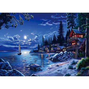 Imagem de Quebra-cabeça Blueforest Moonlit Lakeside Retreat 1000 peças