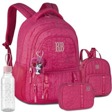 Imagem de Kit Mochila Rb + Lancheira Termica + Estojo Rebecca Bonbon, Rosa