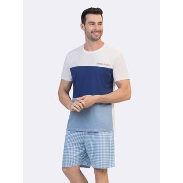Imagem de Pijama Manga Curta Masculino Memórias de Verão - Veggi, Azul, XG, Masc