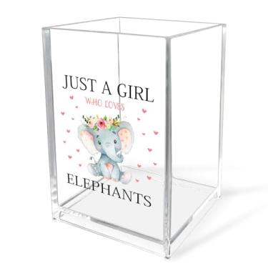 Imagem de Porta-lápis de acrílico para meninas, presente engraçado apenas uma garota que ama elefantes, vacas, porta-canetas de acrílico transparente, organizador de mesa, presente para amigos, presente de